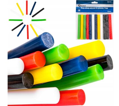 Klej na gorąco silikonowy kolorowy 11mm 12szt 10cm GEKO