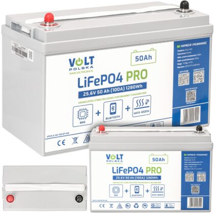 Akumulator lifepo4 bms do panel solarny łodzi mata grzewcza 50ah 25,6v 100a VOLT POLSKA