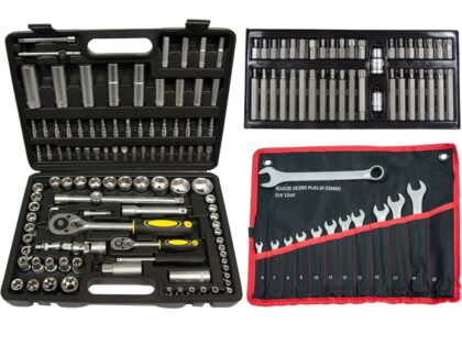 Zestaw Klucze Nasadowe 108el + Bity Torx 40el + Płasko-oczkowe 12el