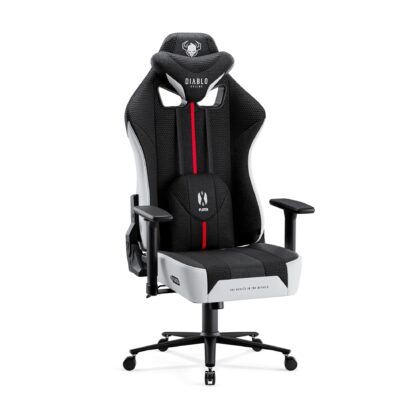 Materiałowy fotel gamingowy Diablo X-Player 2.0 Normal Size, biało-czarny
