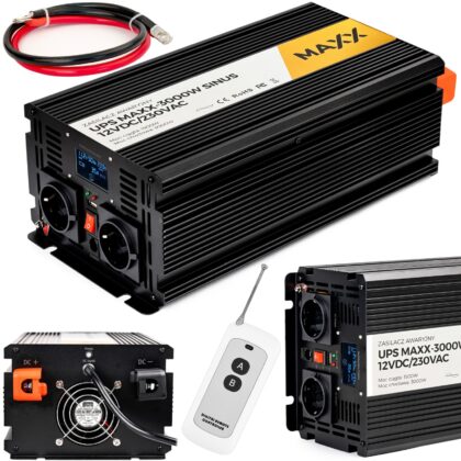 Przetwornica prądu napięcia UPS sinus 12v 230v MAXX 1500/3000W LCD PILOT 4SUN