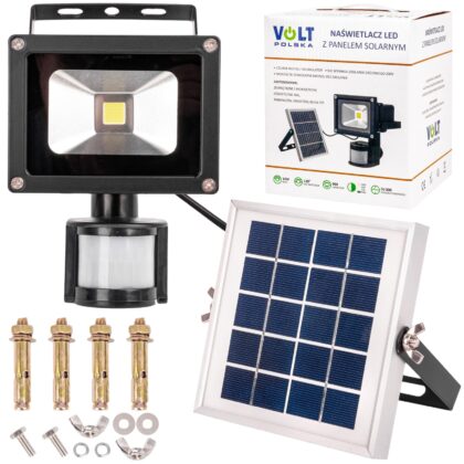 Naświetlacz Lampa LED z czujnikiem ruchu + Panel solarny 10W VOLT POLSKA