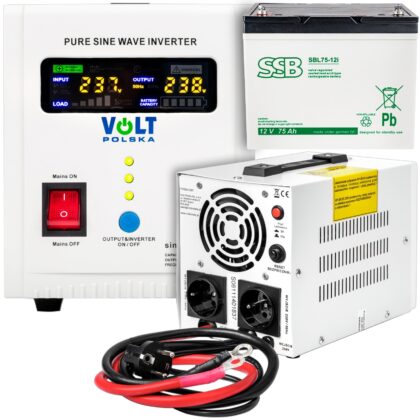 Zestaw awaryjnego zasilania - zasilanie awaryjne UPS 800w + akumulator 75AH VOLT POLSKA