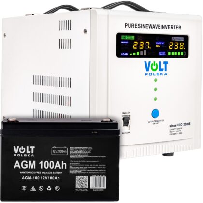 Zestaw zasilania awaryjnego - Zasilacz awaryjny sinuspro-2000E 12v + akumulator 100Ah VOLT POLSKA