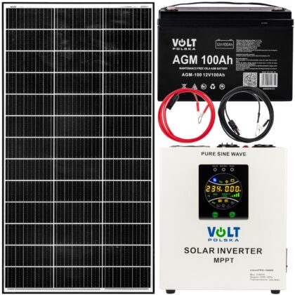 Zestaw solarny bateria słoneczna 180W 100Ah (Panel, Przetwornica 1000S, Akumulator)